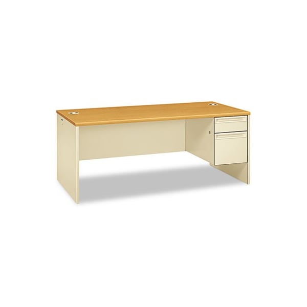 Hon HON, 38000 SERIES RIGHT PEDESTAL DESK, 72W X 36D X 29.5H, HARVEST/PUTTY 38293RCL - main